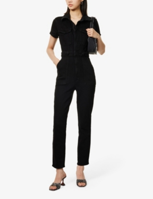 Good American Black  Denim Jumpsuit In Black001