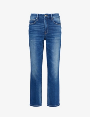 GOOD AMERICAN: Contrast-stitch straight-leg high-rise stretch-recycled denim jeans