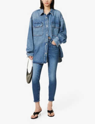 Good American Womens Indigo326 Good Waist Slim-leg High-rise Stretch-denim Jeans In Indigo326