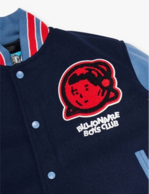 Shop Billionaire Boys Club Astro Branded-motif Woven Jacket 6-16 Years Black/blu In Black/blue