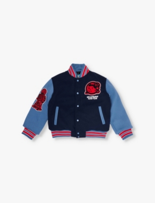 Shop Billionaire Boys Club Astro Branded-motif Woven Jacket 6-16 Years Black/blu In Black/blue