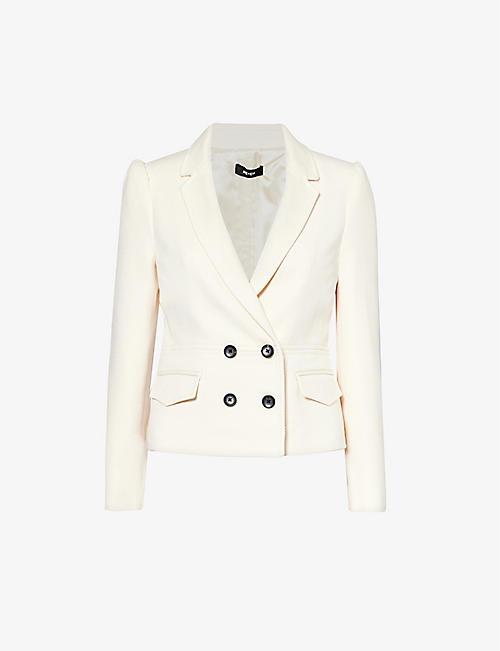 ME AND EM: Notch-lapel double-breasted stretch-woven blazer