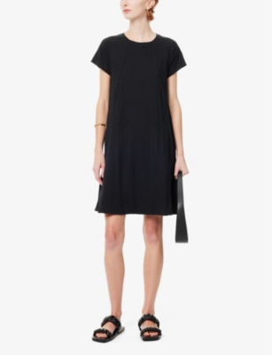 Shop Me And Em Raglan-sleeve Cotton-jersey Mini Dress In Black