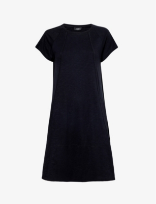 Me And Em Womens Black Raglan-sleeve Cotton-jersey Mini Dress