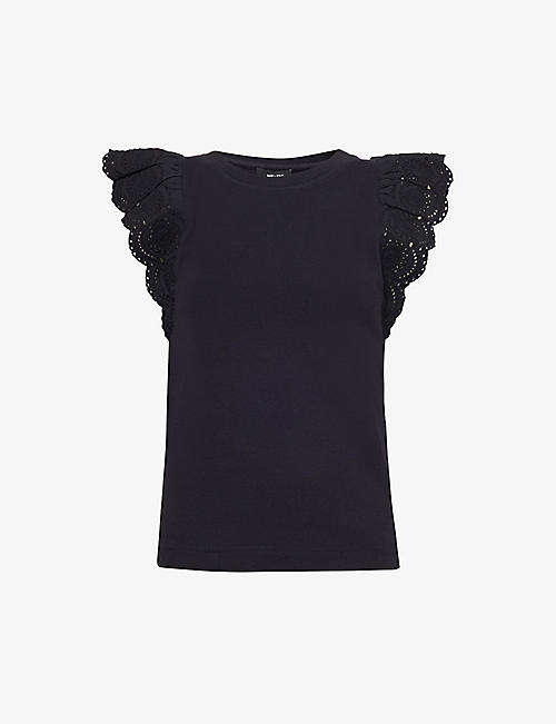 ME AND EM: Broderie-anglaise regular-fit cotton-blend T-shirt