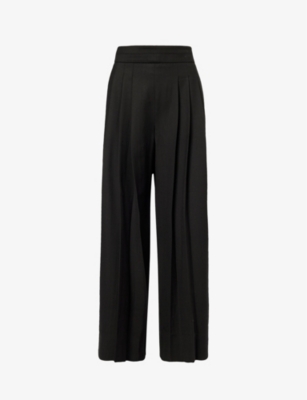 ME AND EM: Pleated wide-leg stretch recycled-polyester and wool-blend trousers