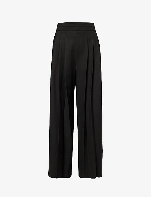 ME AND EM: Pleated wide-leg stretch recycled-polyester and wool-blend trousers