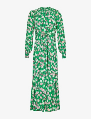 Me And Em Floral-print Woven Maxi Dress In Green/pink/multi