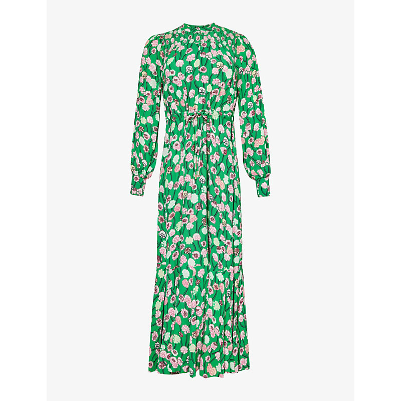 Me And Em Floral-print Woven Maxi Dress In Green/pink/multi