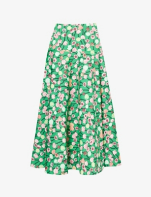 ME AND EM: Floral-print cotton midi skirt