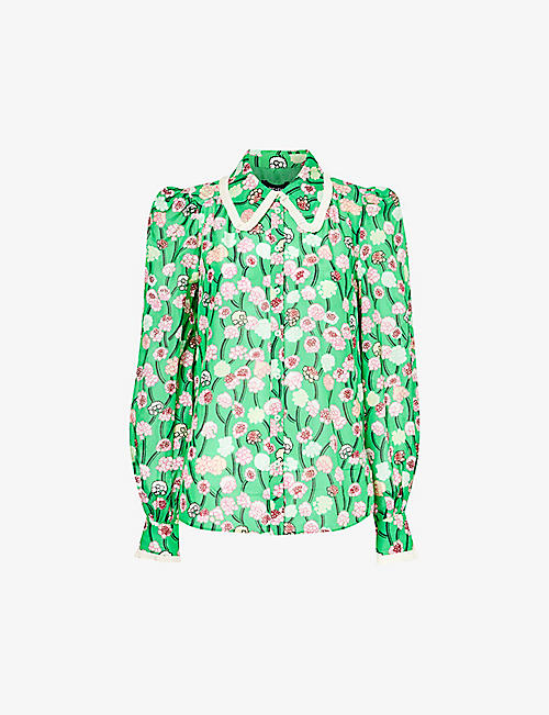ME AND EM: Floral-print cotton and silk-blend shirt