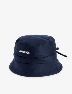 Shop Jacquemus Women's Dark Vy Le Bob Gadjo Brand-plaque Cotton Bucket Hat In Dark Navy