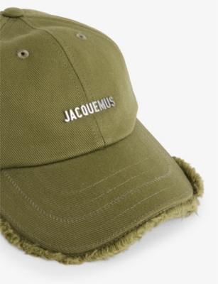 Shop Jacquemus Women's Khaki La Casquette Artichaut Logo-plaque Cotton-twill Cap