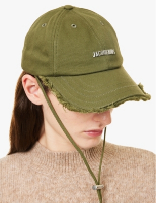 Shop Jacquemus Women's Khaki La Casquette Artichaut Logo-plaque Cotton-twill Cap