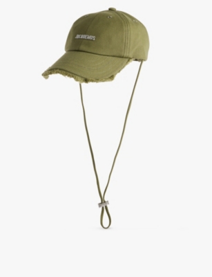 Shop Jacquemus Women's Khaki La Casquette Artichaut Logo-plaque Cotton-twill Cap