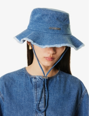 Shop Jacquemus Women's Blue Le Bob Artichaut Neck-strap Denim Bucket Hat