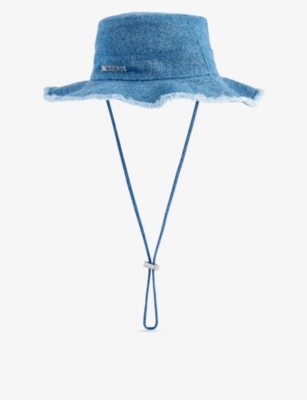 Shop Jacquemus Women's Blue Le Bob Artichaut Neck-strap Denim Bucket Hat