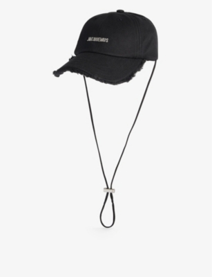 Shop Jacquemus Women's Black La Casquette Artichaut Logo-plaque Cotton-twill Cap