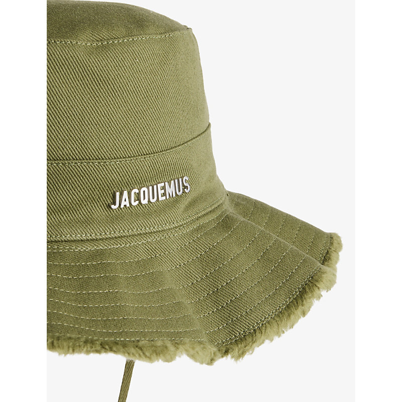Shop Jacquemus Women's Khaki Le Bob Artichaut Logo-plaque Cotton-canvas Bucket Hat
