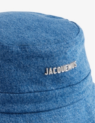 Shop Jacquemus Women's Blue Le Bob Gadjo Brand-plaque Cotton-blend Bucket Hat