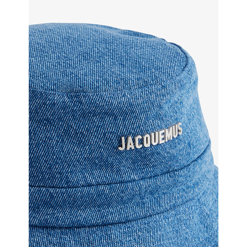 Shop Jacquemus Women's Blue Le Bob Gadjo Brand-plaque Cotton-blend Bucket Hat