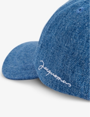Shop Jacquemus Women's Blue La Casquette Brand-embroidered Denim Cap