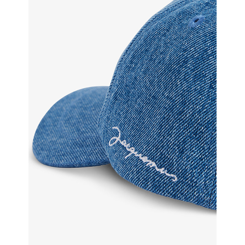 Shop Jacquemus Women's Blue La Casquette Brand-embroidered Denim Cap