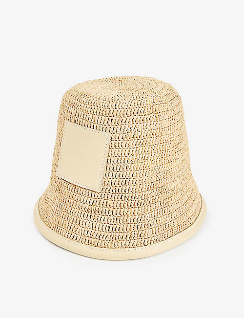 JACQUEMUS: Le Bob Soli brand-patch raffia bucket hat