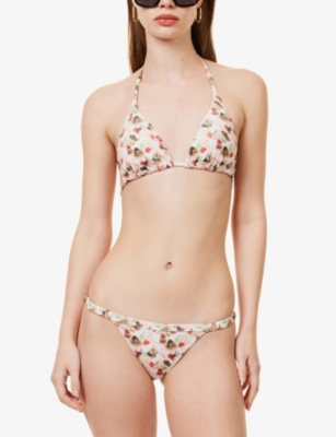 Shop Gracejacob Mable Graphic-print Bikini Top In Multi
