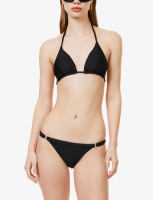 Shop Gracejacob Womens Black Sable Shimmer Glitter-embellished Bikini Top