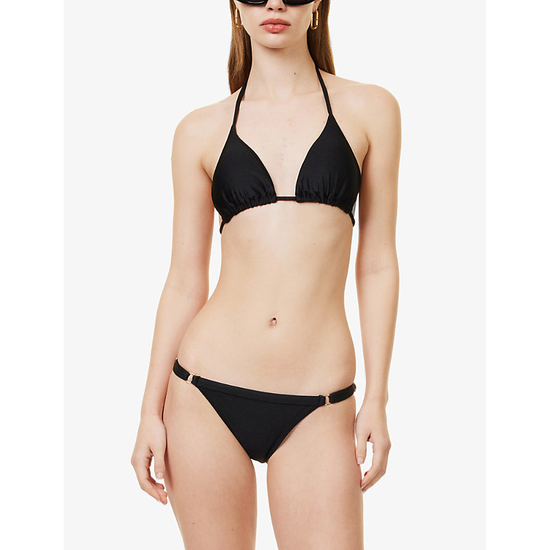 Shop Gracejacob Women's Black Sable Shimmer Glitter-embellished Bikini Top