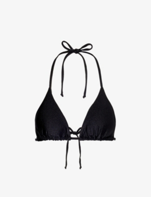 Shop Gracejacob Women's Black Sable Shimmer Glitter-embellished Bikini Top