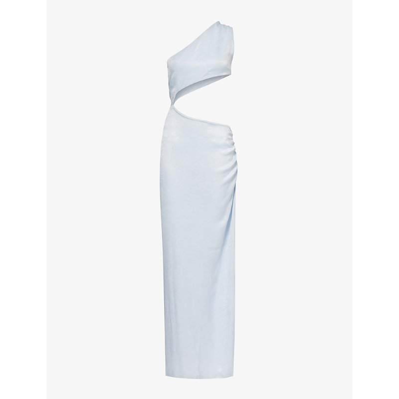 Shop Gracejacob Women's Blue Athena Shimmer Cut-out Woven Maxi Dress