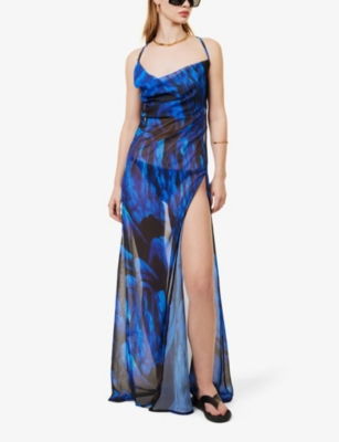 Shop Gracejacob Womens Multi Midnight Abstract-print Woven Maxi Dress