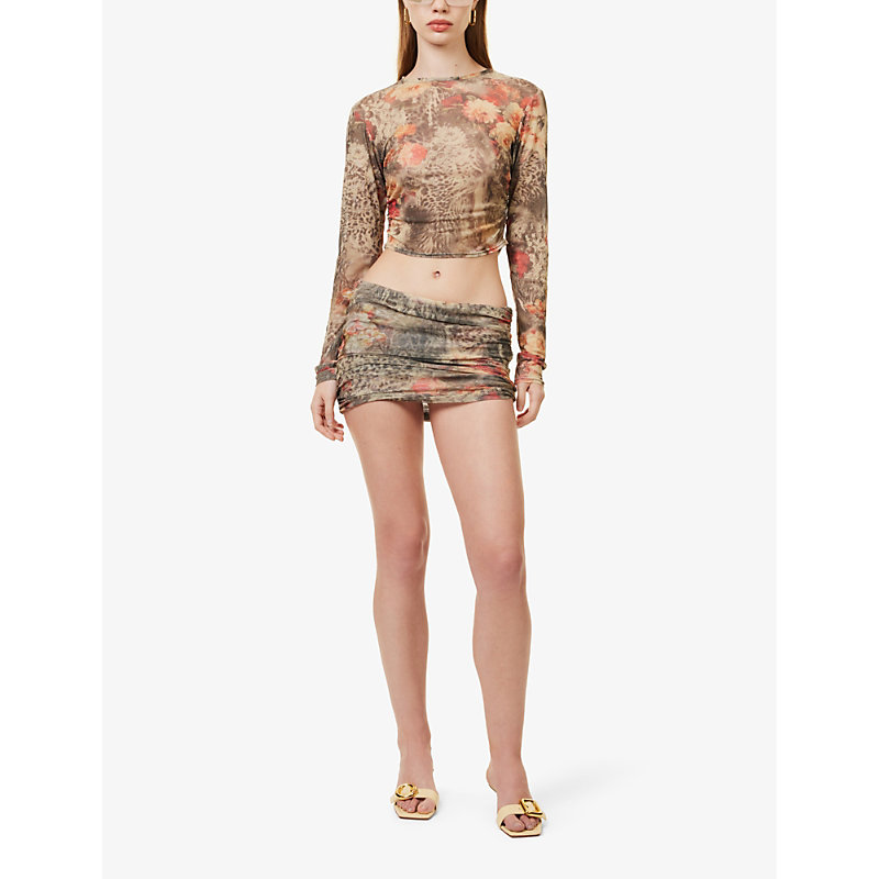 Shop Gracejacob Women's Multi Sienna Abstract-print Mesh Mini Skirt