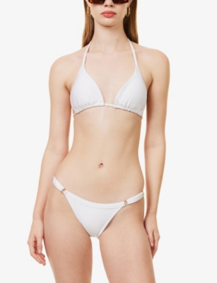 Shop Gracejacob Women's White Shimmer Triangle Bikini Top