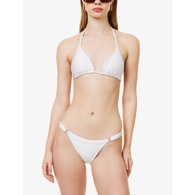 Shop Gracejacob Shimmer Triangle Bikini Top In White