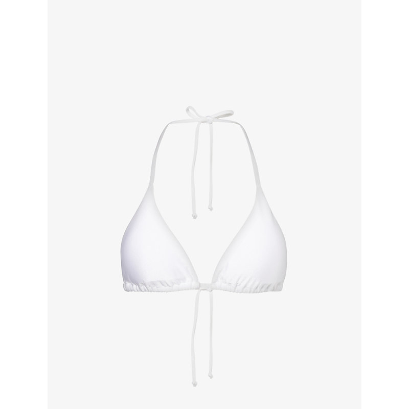 Shop Gracejacob Shimmer Triangle Bikini Top In White