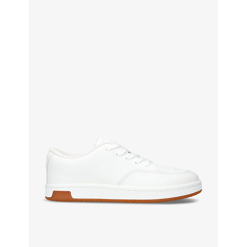 Shop Kenzo Skate Low Tonal-stitching Leather Low-top Trainers In Bone
