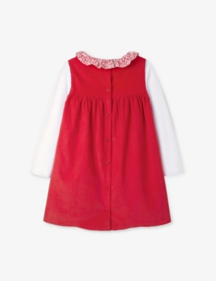 THE LITTLE WHITE COMPANY FLORAL-COLLAR TWO-PIECE ORGANIC-COTTON SE 