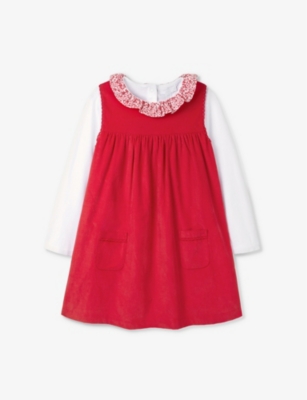 THE LITTLE WHITE COMPANY FLORAL-COLLAR TWO-PIECE ORGANIC-COTTON SE 