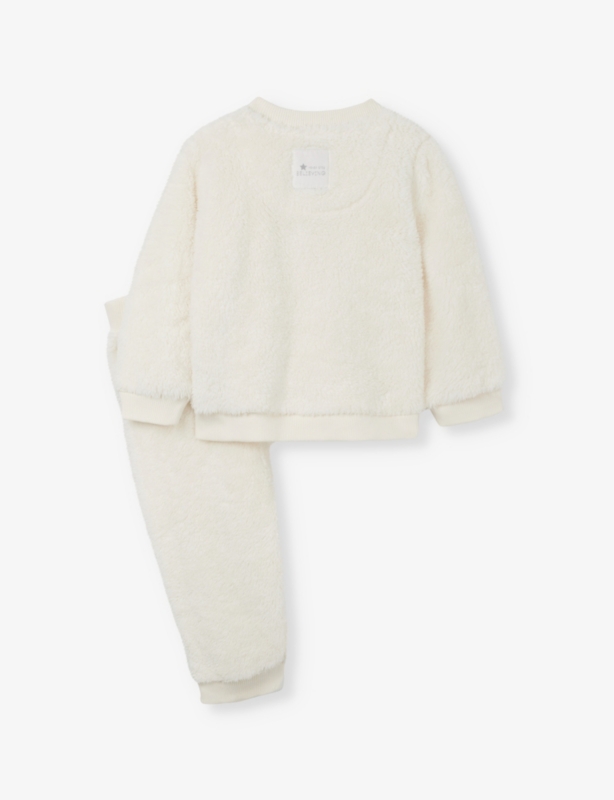 Fluffy round-neck long-sleeve sweatshirt and jogger set 0-24 months