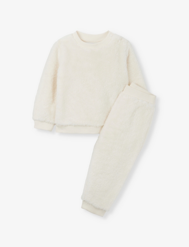 Fluffy round-neck long-sleeve sweatshirt and jogger set 0-24 months