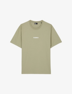 Shop The Kooples Men's Kaki Grey Logo-print Regular-fit Cotton T-shirt