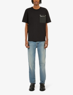 Shop The Kooples Mens Black Pocket-embroidered Short-sleeve Cotton T-shirt
