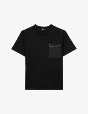 Shop The Kooples Mens Black Pocket-embroidered Short-sleeve Cotton T-shirt