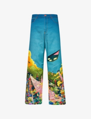MEMBERS OF THE RAGE: Invasion graphic-print relaxed-fit jeans