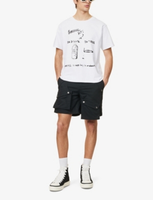 Shop Members Of The Rage Flap-pocket Cotton-twill Cargo Shorts In Black