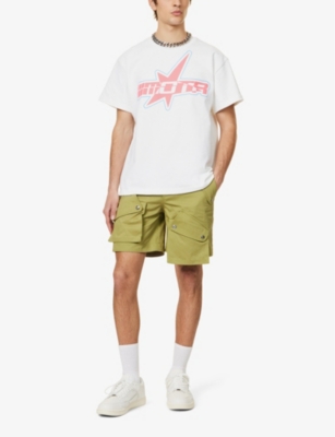 Shop Members Of The Rage Flap-pocket Cotton-twill Cargo Shorts In Military Green
