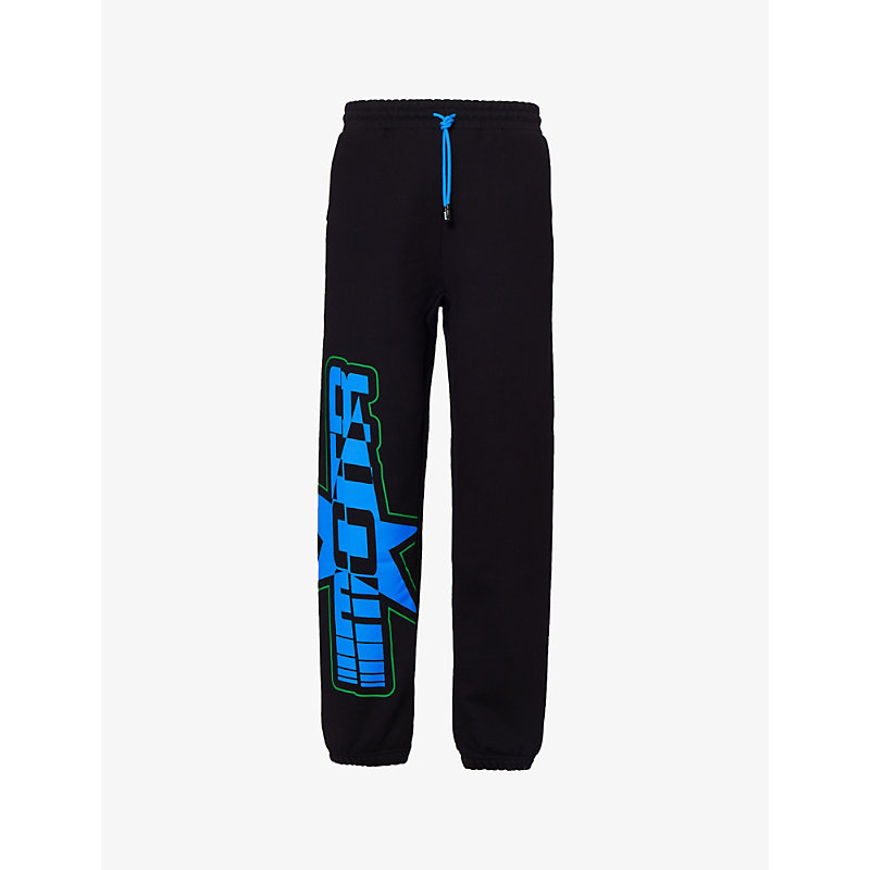 Members Of The Rage Mens Black Brand-embellished Relaxed-fit Cotton-jersey Jogging Bottoms